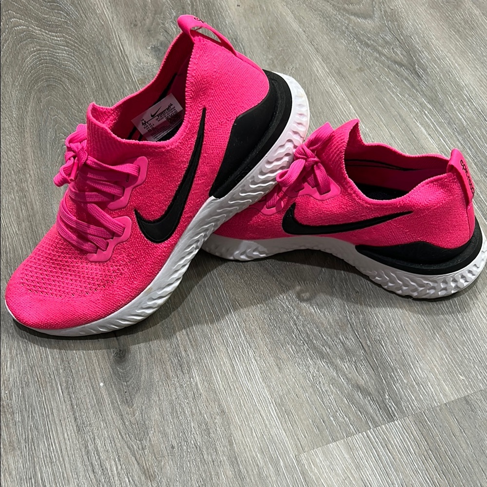 Nike Pink and Black Sneakers with Mesh Upper